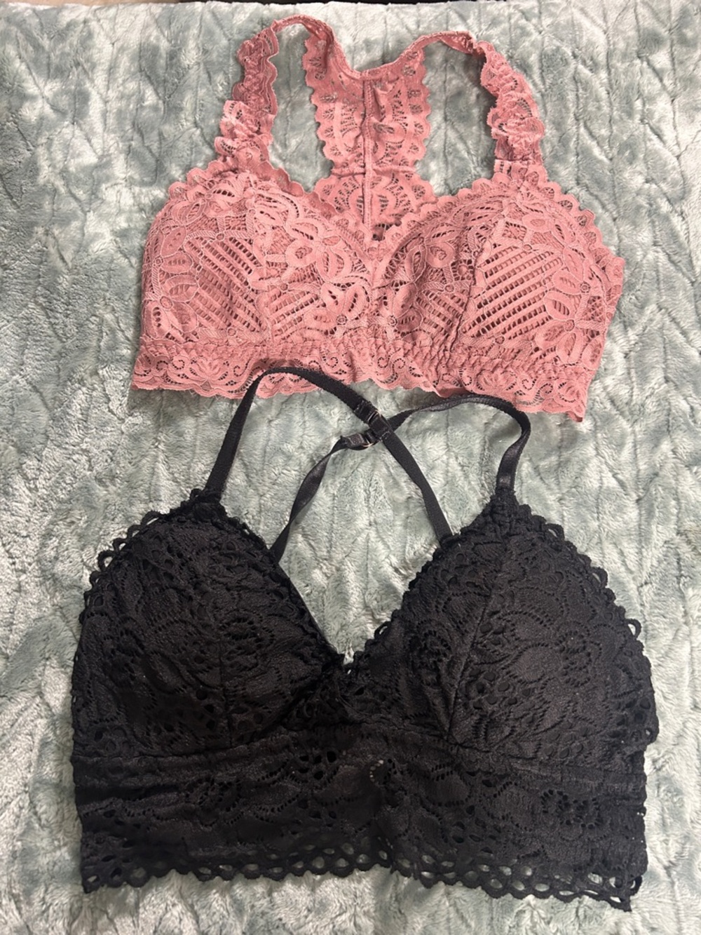 Maurices Pink and Black Lace Bralette Duo